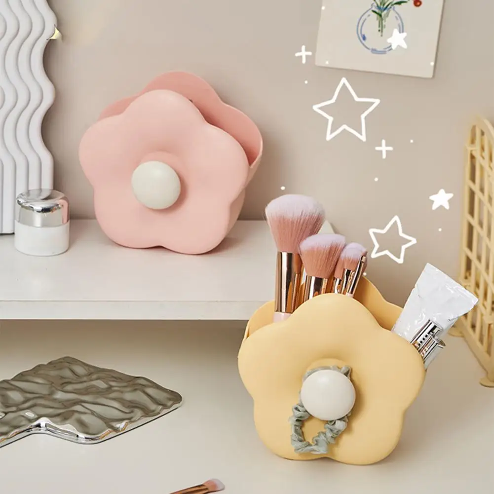 Stationery Pencil Case Desk Organizer Flower-Shaped Makeup Brush Container Vibrant Color Capacity Pen Holder For Stationery