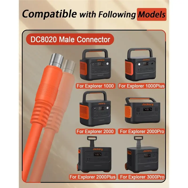 HHO-포어 잭커리 휴대용 파워 스테이션 14AWG 차량 충전 케이블- DC8020 플러그 2M 익스플로러 3000 프로 2000 프로 2000 1500 1000용