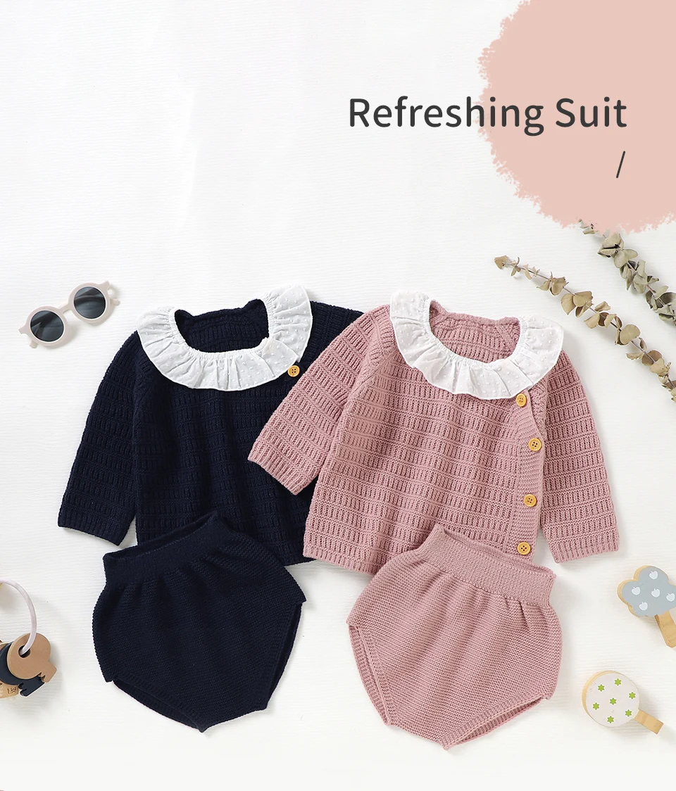 Description Picture 2 of itemWinter Warm Baby Girls Clothes Sets Autumn Outerwear Newborn Infant Long Sleeves Knitted Sweaters Pullovers Tops+Bottoms Outfits
