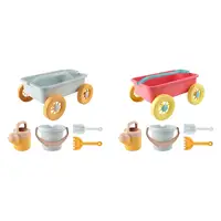 5x Kid Wagon Toy Children Wagon Cart Fun Outdoor Games Beach Sand Toys Set Construction Vehicle for Garden Beach Yard Outdoor 1