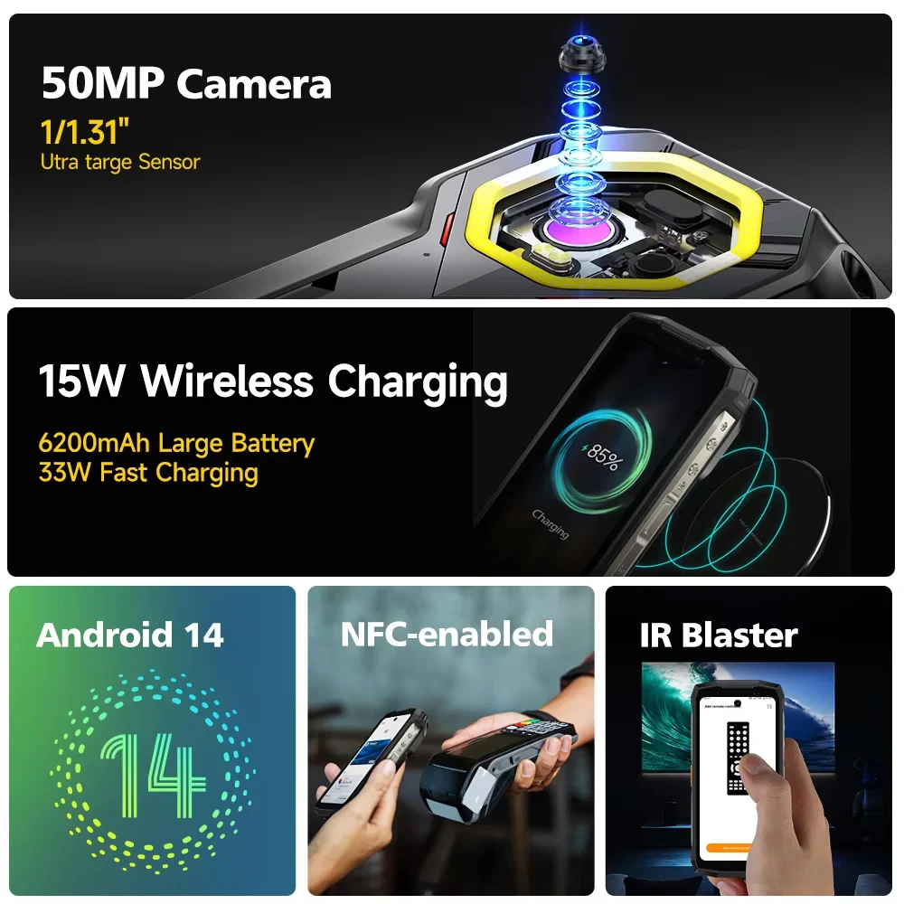 Ulefone Armor Mini 20T Pro 5G Rugged Thermal lmaging By FLIR® 16GB+256GB 4.7" Display LED Light Android 14 6200mAh 33W Global 6