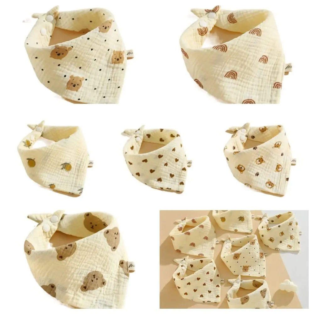 

Printing Baby Muslin Bibs Baby Accessory Solid Color Snap Button Saliva Towel Ruffle Cotton Burp Cloths Toddler