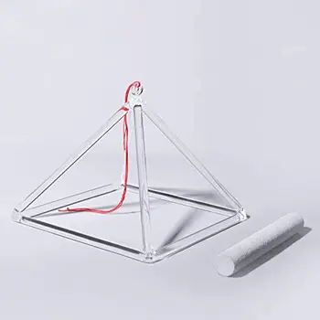 순수 석영 크리스탈 노래 피라미드 + 말렛, 우수한 사운드, 요가 명상, 보이아신 악기, 3 인치, 4 인치