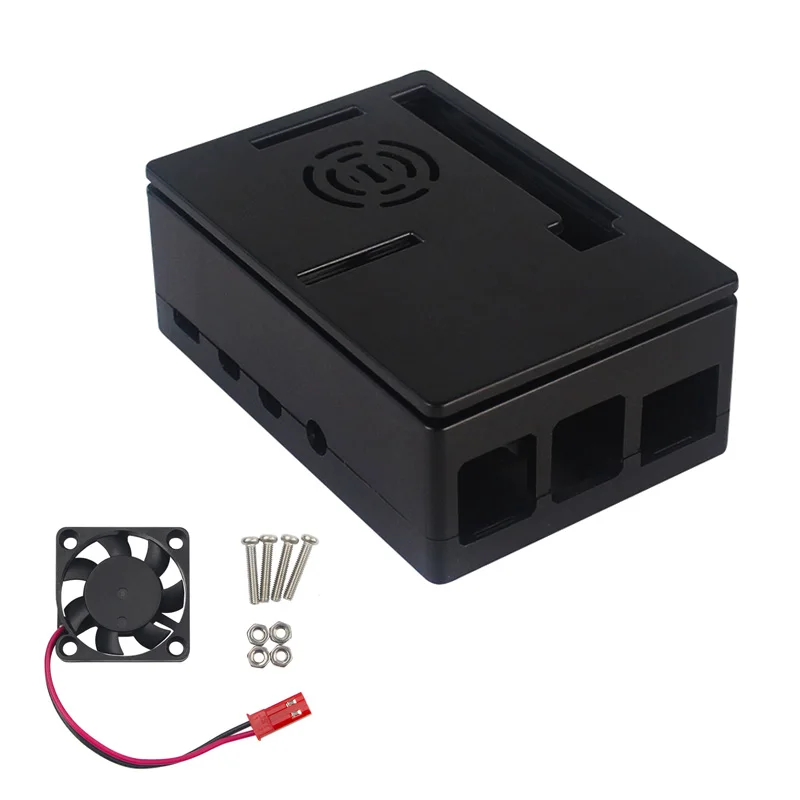 Raspberry Pi 4 Model B ABS Case with Cooling Fan Black Plastic Prectective Box f