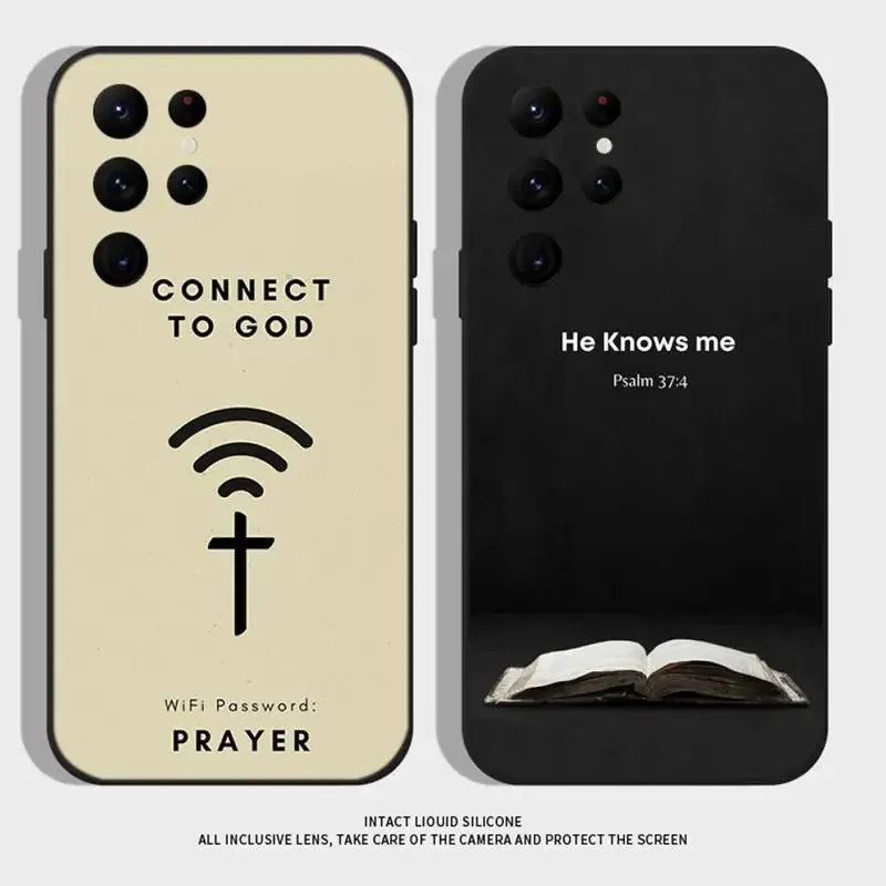 

Bible Verse Jesus Christ Christian Phone Case For Samsung S21 S22 Ultra S20 S30 plus S22 plus S23 S30ultra 5G Silicone Cover