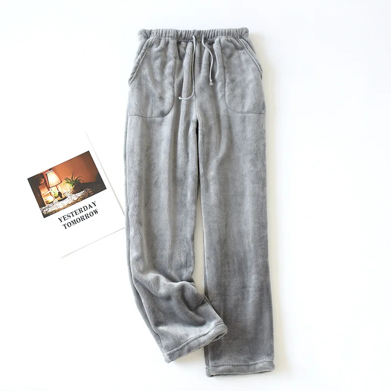Autumn Winter Sleep Pants Women Warm Flannel Pajama Pants Loungewear Loose Coral Fleece Trouser Lounge Wear New