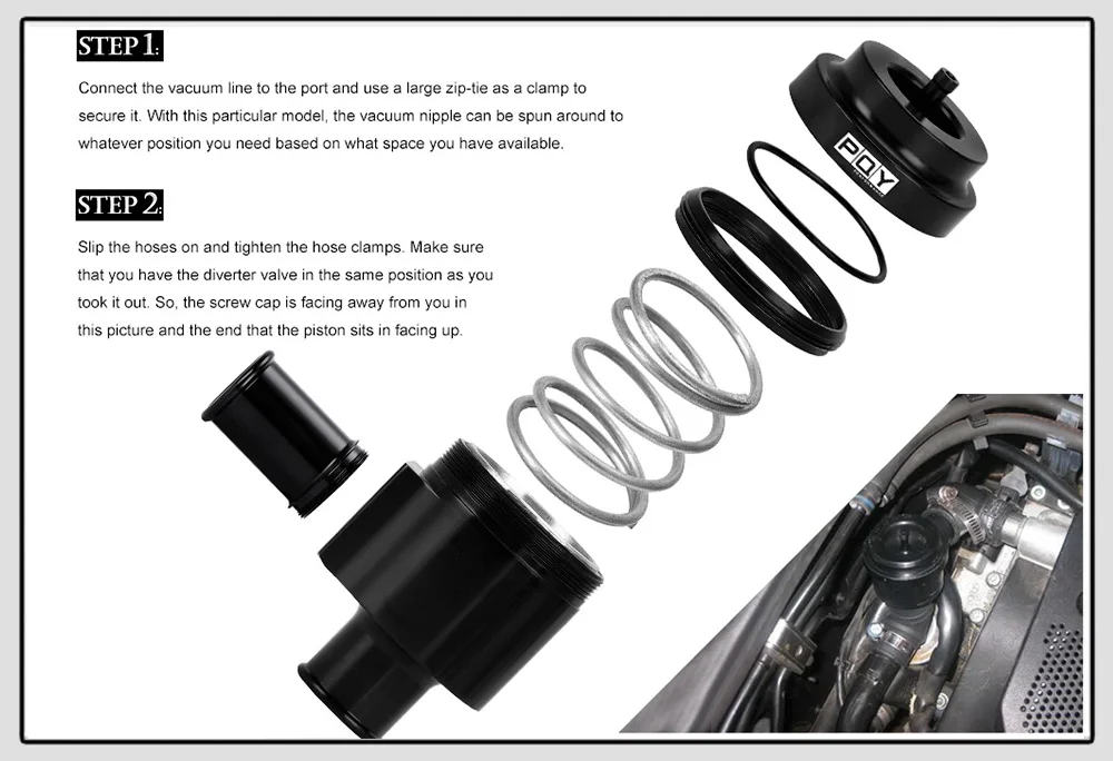 PQY-NEUE RÜCKFÜHRUNG BOV FÜR 2015-2017 SUBARU WRX EINSTELLBARE BLOW OFF VENTIL KIT PQY-BOV02 – Detail 5