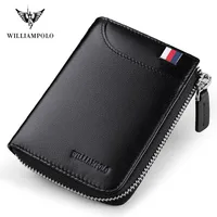 WILLIAMPOLO Men Wallets Genuine Leather Wallet Men Luxury Brand Purses Wallets For Men Zipper Coin Purse Wallets With Gift Box 1