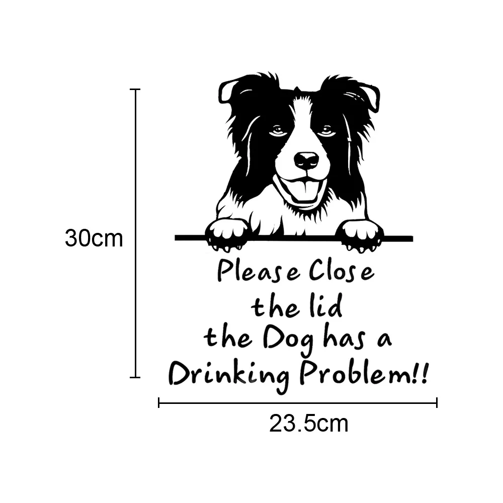 Funny Bathroom Toilet Lid Stickers Close Lid Dog Has Drinking Problems Toilet Decals Self Adhesive Seat Decals Decor