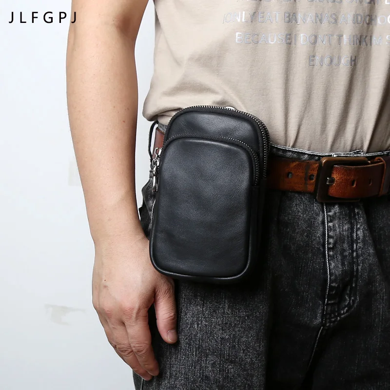 Pu Leather Multi-layer Zipper Men's Waist Bag, Waterproof And Wear  Resistant