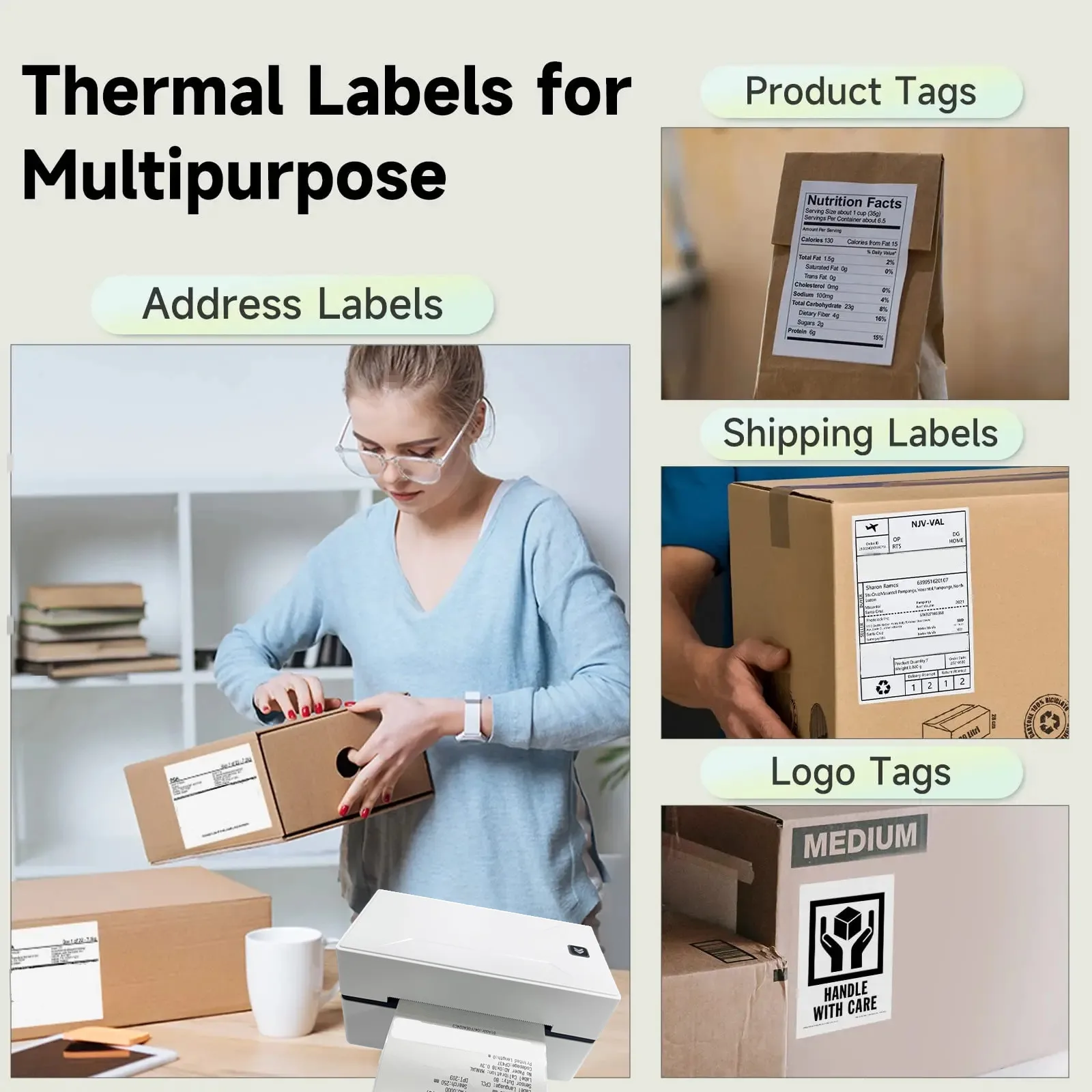 4x6inch Thermal Printer Papers White Labels Sticker 100x150mm Shipping Labels DHL UPS Express LOGO Barcode For P50/D100/D200