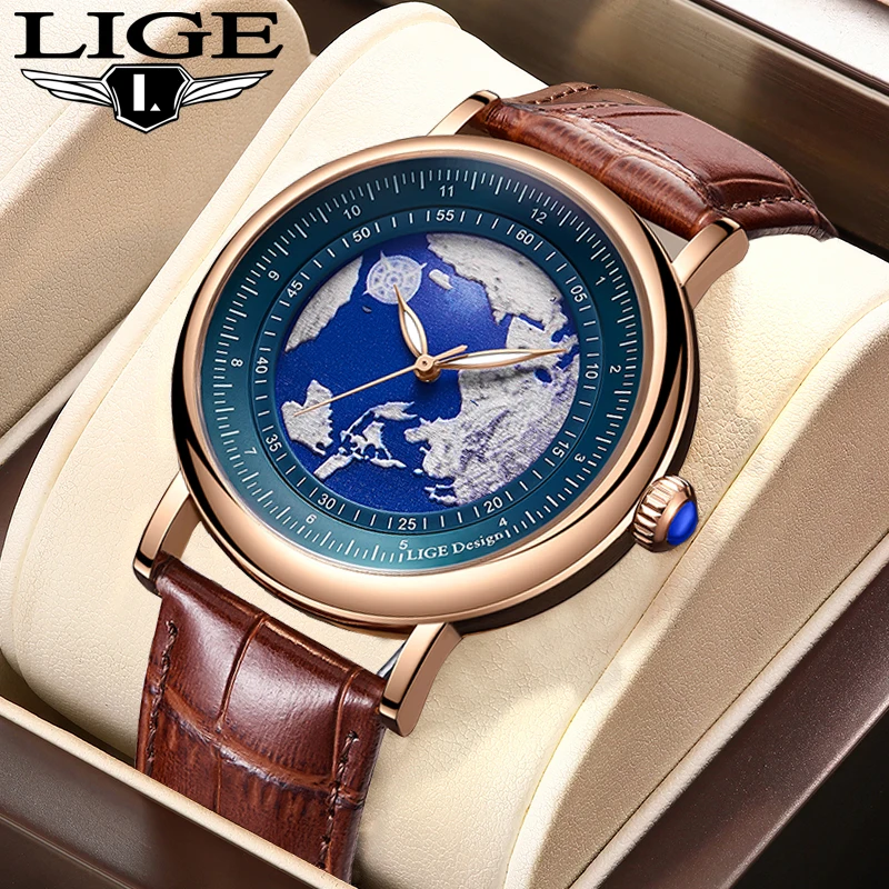 

LIGE Fashion Luxury Watch Leather Strap Business Quartz Men Wristwatch Waterproof Casual Sport Watch for Men Clocks Reloj Hombre