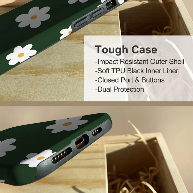 Glossy Dark Green Floral Phone Case - Premium Hard PC Cover