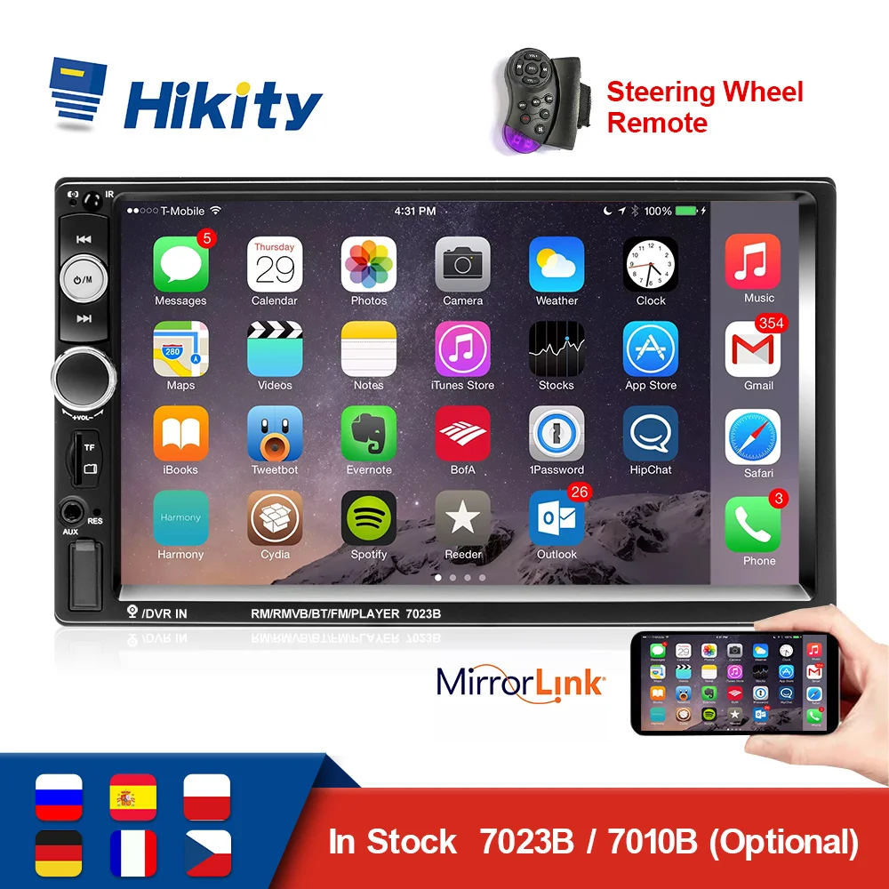 

Hikity 2 Din Car Radio Tape Recorder 7 INCH Multimedia MP5 Player 12V Bluetooth Autoaudio FM Stereo Receiver ISO Power Aux Input
