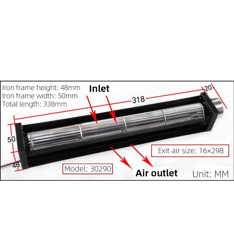 Cross Flow Fan DC12V/ 24V Small Drum Fan Crossflow Cooling Fan Airflow Crossflow Ventilation Crossflow Fan Small Blower
