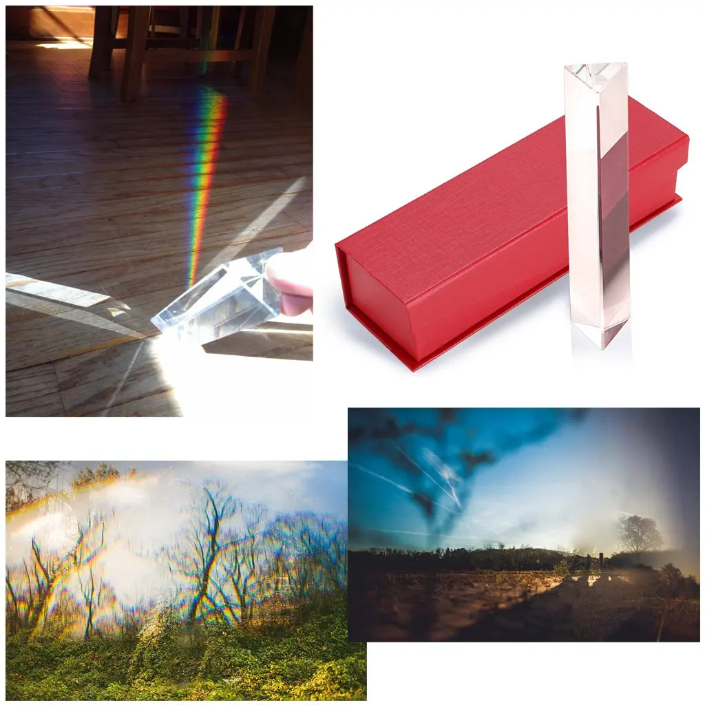 Length 15cm Optical Glass Triangular Prism For Teaching Light Spectrum Physics and Photo Photography
