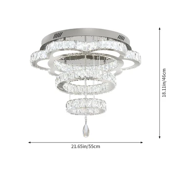Advanced Flower Shaped Crystal Ceiling Pendant Lamp LED Stepless Dimming with Remote Control Luxury Home Decorative Lights 6