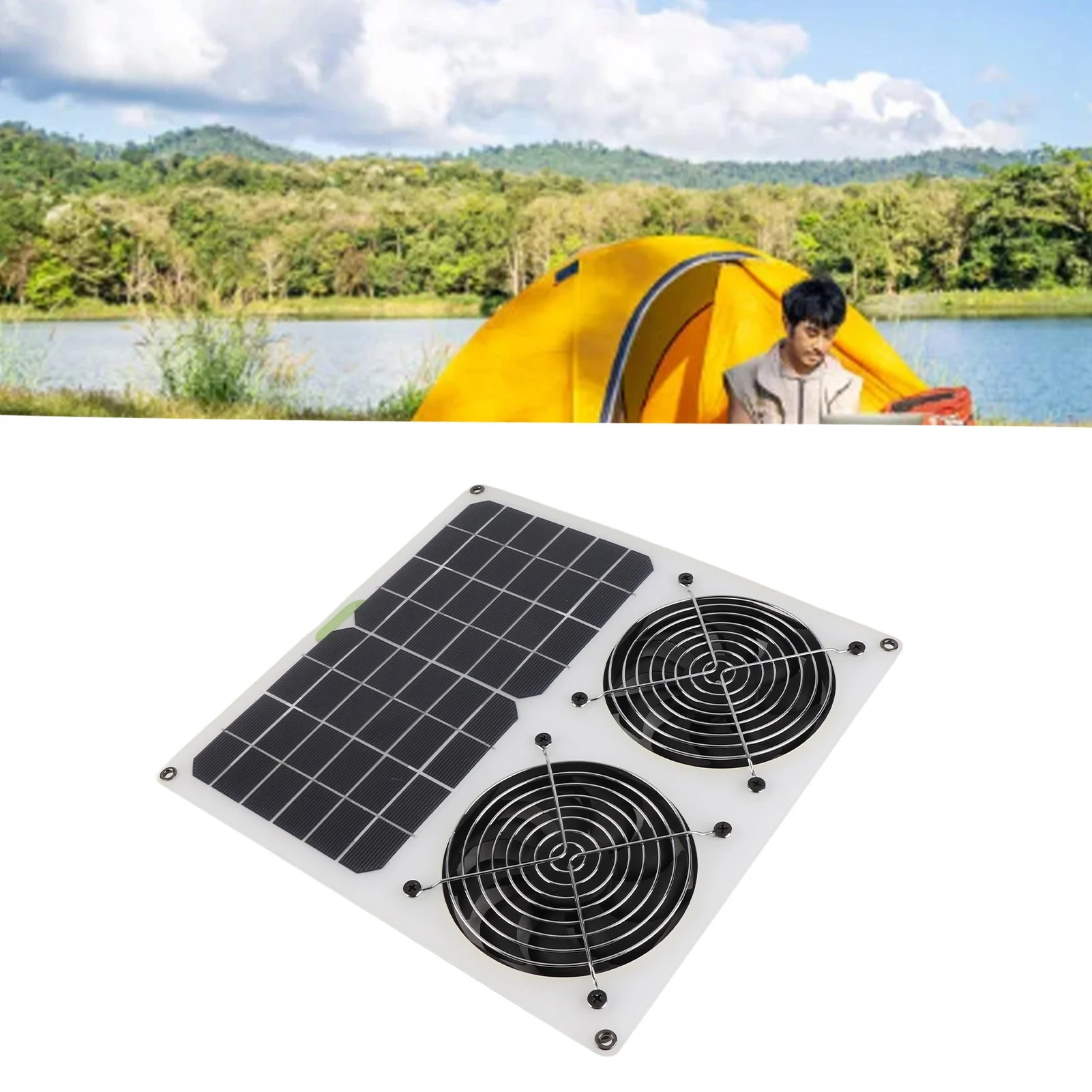 Solar Panel Powered Fan 12inch Waterproof Dual Fan 100W Solar Exhaust Fan for Chicken House Greenhouse 5