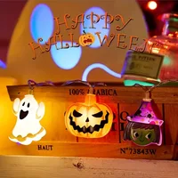 1PC Halloween 10/20 LED Battery Powered String Lights With Ghost Witch Cat Pumpkin Spider Web Skeleton Mummy Pirate Shape Indoor 2