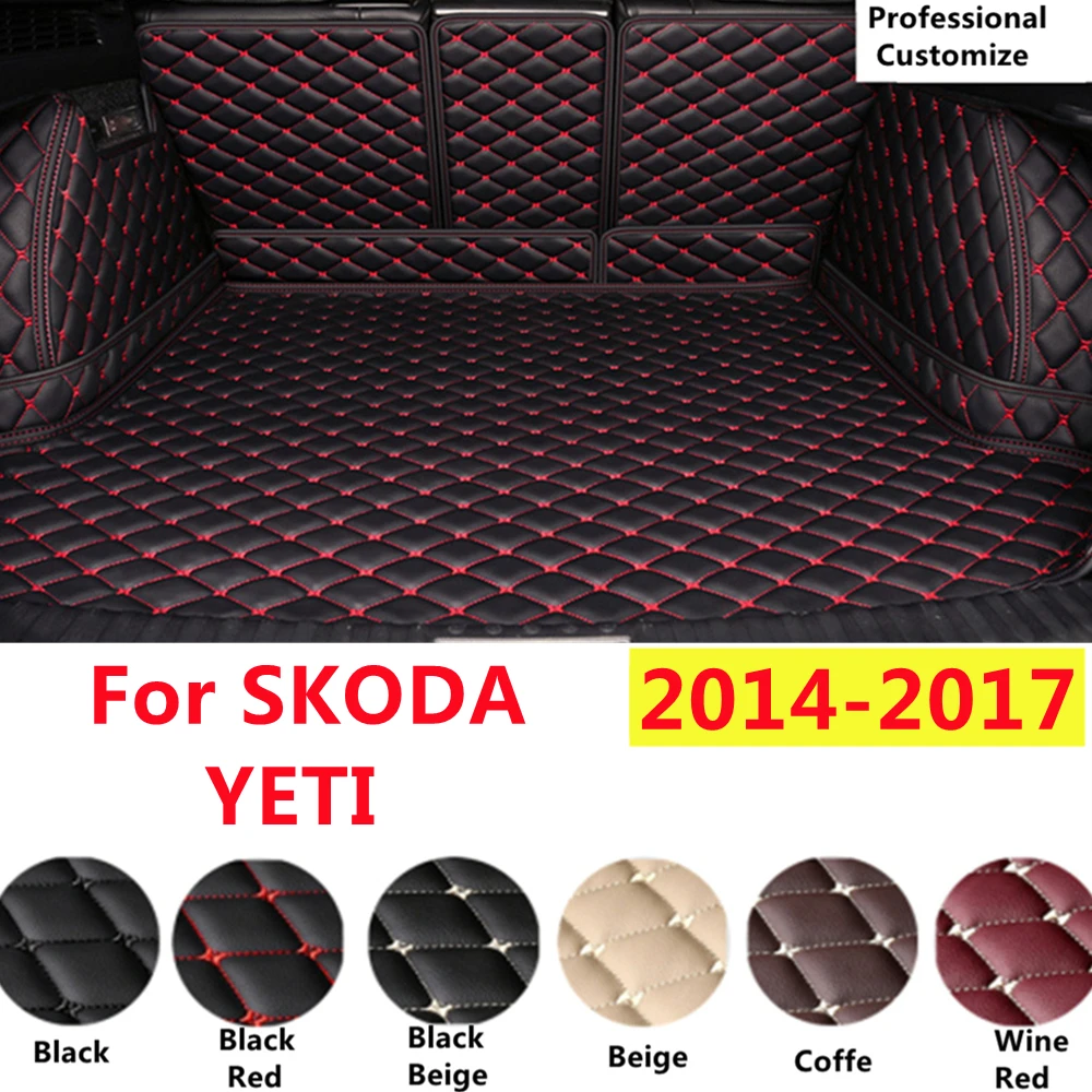 

SJ Custom Full Set Fit For SKODA YETI 2017 2016 2015 2014 Auto Fittings Waterproof Car Trunk Mat Tail Boot Tray Liner Rear Cargo