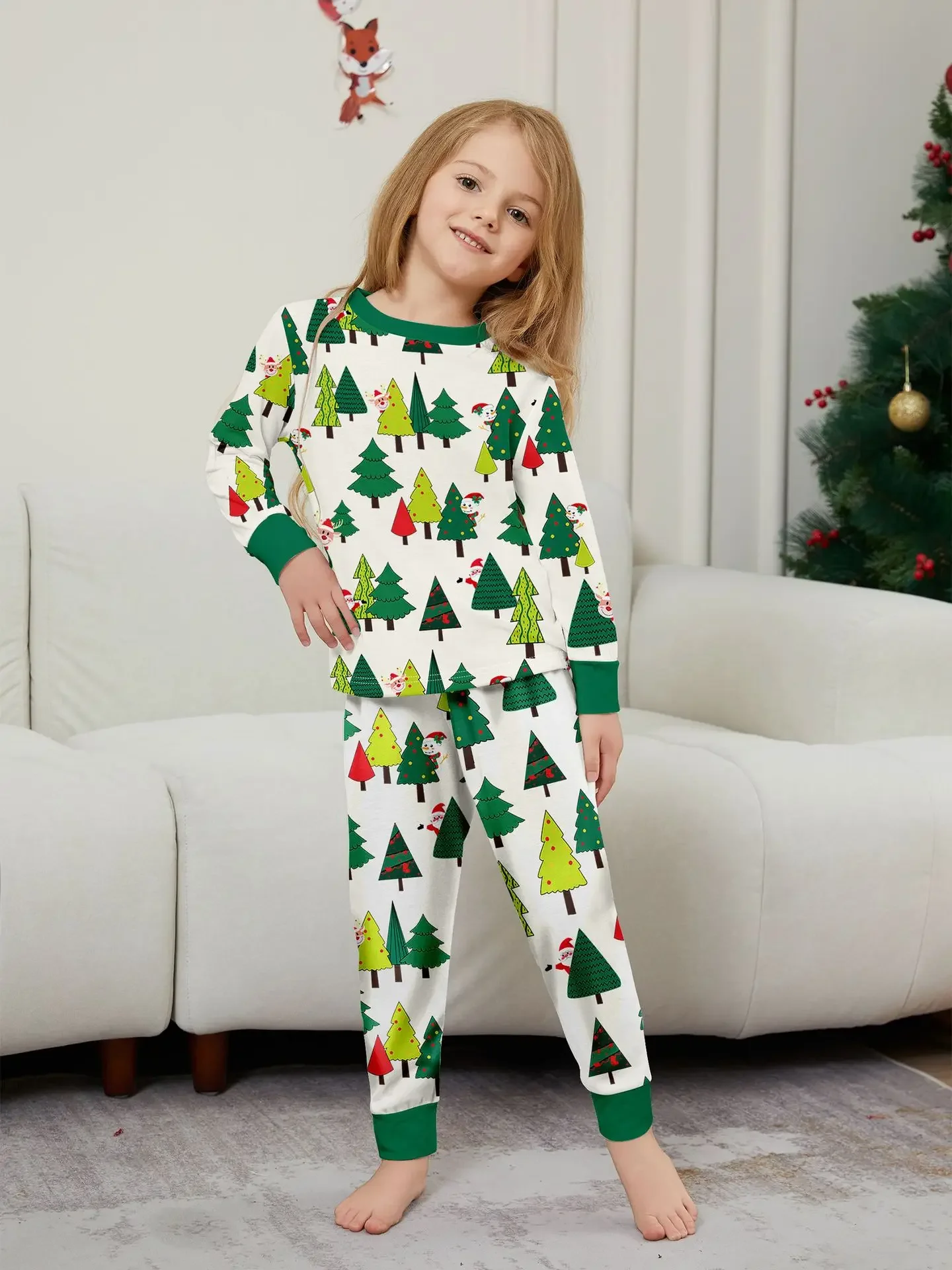New Christmas Look Santa Tree Allover Print Family Matching Outfits Women Men Boys Girls Clothing Sets Xmas Pajamas Set Soft Pjs 4