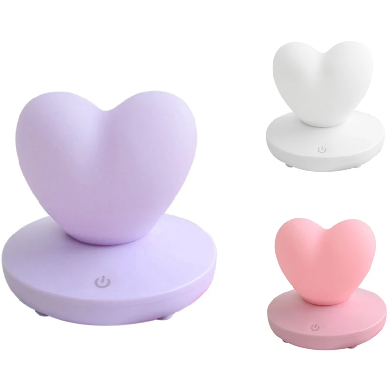 

LED Contact Control Table Lamp USB Rechargable Girl Lamp Energy Saving Romantic Heart Shape Decoration Night Light Retail