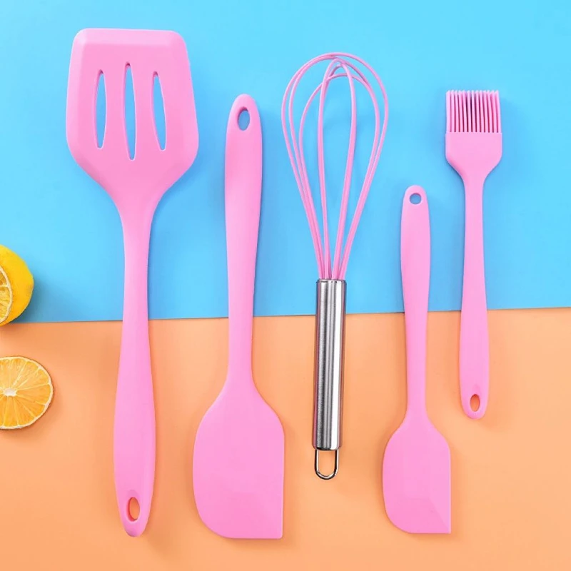 5Pcs Kitchen Silicone Utensils Kit-Assorted Colors-Tough and Modern Design For Kitchen Tools Accessory Utensils Supplies Home