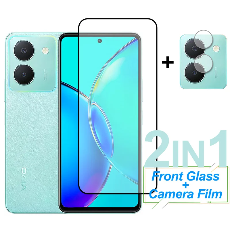 

For ViVo Y36 Glass ViVo Y35 Plus Screen Protector Full Cover Tempered Glass Protective Phone Camera Lens Film On ViVo Y36 Y35
