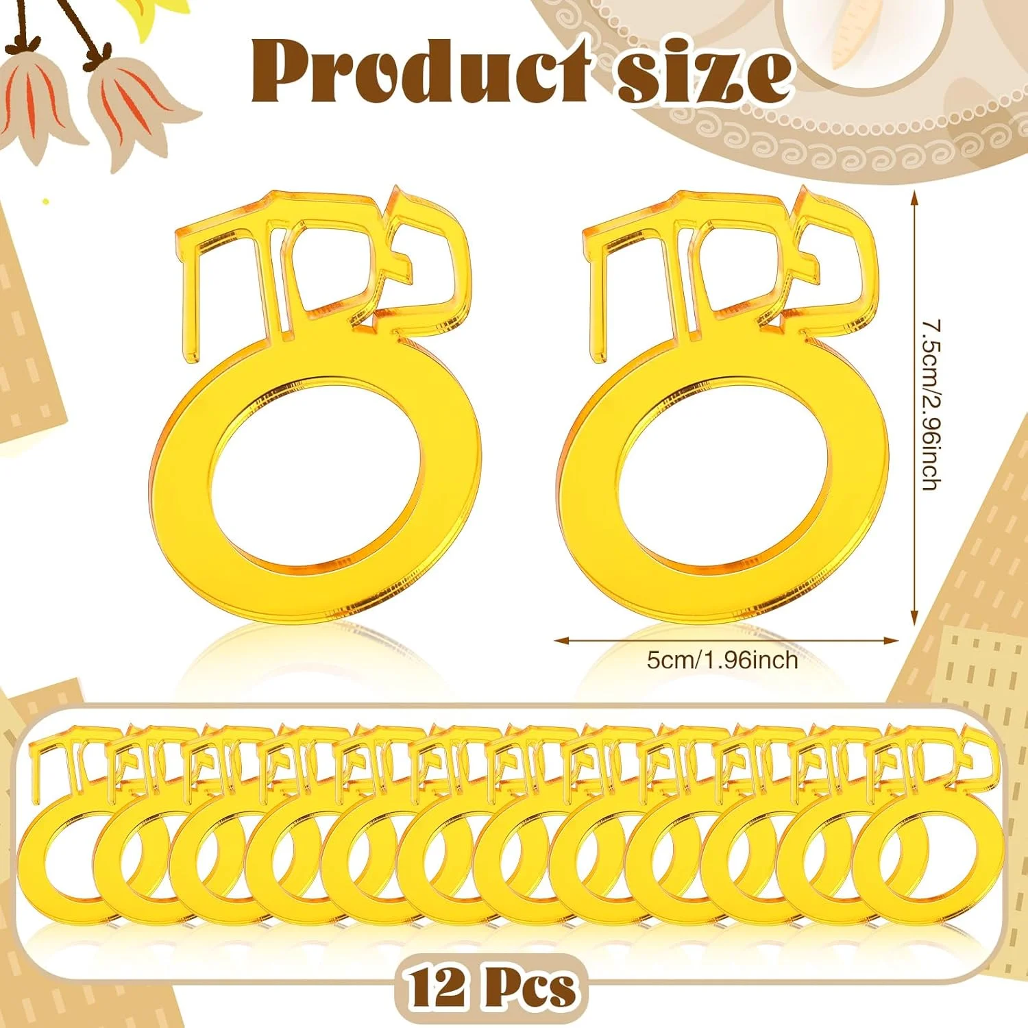 Passover Napkin Rings Mirrored Napkin Holders 12 Pcs