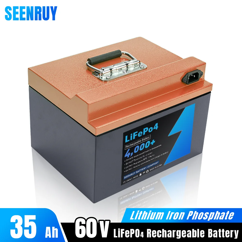 

Аккумуляторная батарея Lifepo4, 60 в, 35 Ач, глубокий цикл, Встроенный BMS опционально с Bluetooth для гольф-мобиля, скутера, трехколесного велосипеда, электрического велосипеда