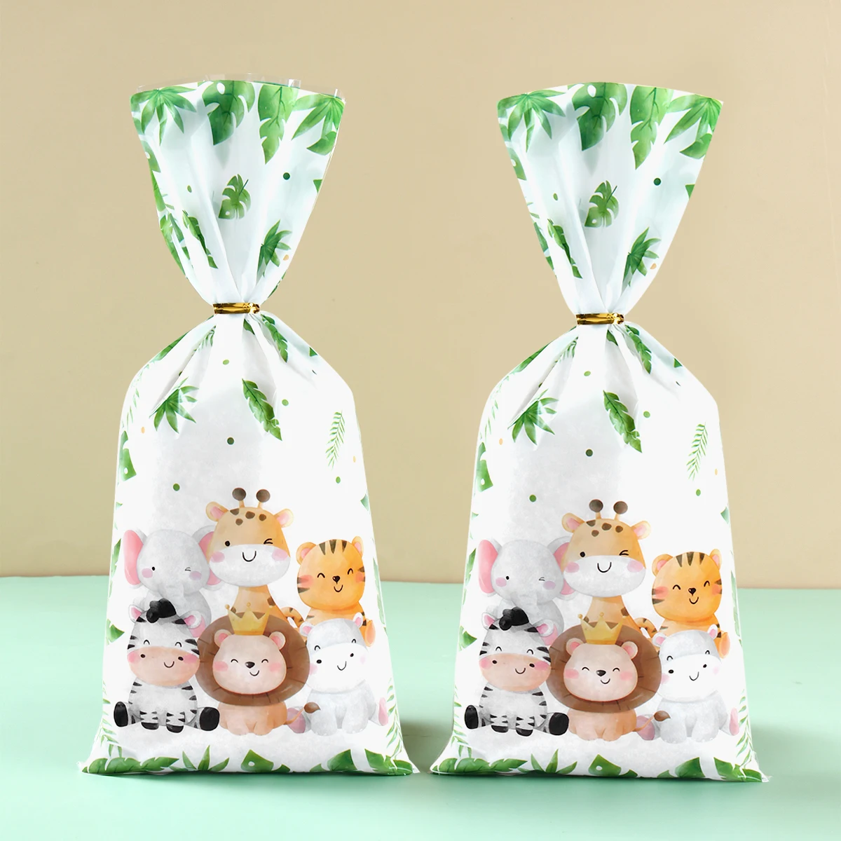 Jungle Animals Party Candy Gift Bags Biscuit Packing Bag Dinosaur Safari Gift Bag for Guest Kids Birthday Supplies Baby Shower