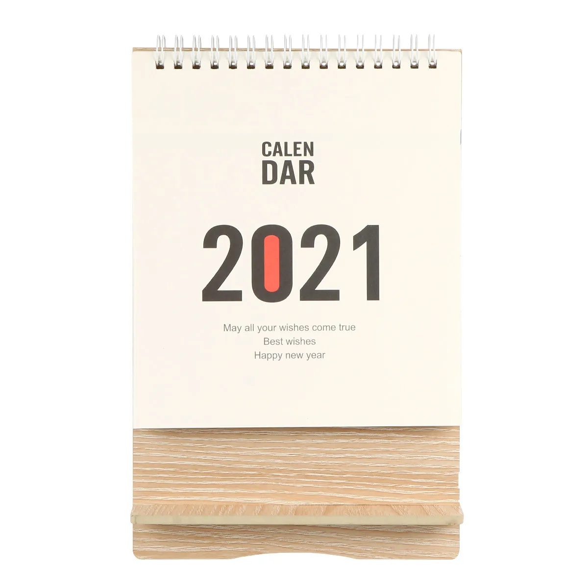 2021 미니 나무 데스크 캘린더 스탠드형 데일리 플래너 (코일 바인딩, 부드러운 종이, 나무 스탠드, 휴대폰 거치대 포함) 사무실 및 가정용