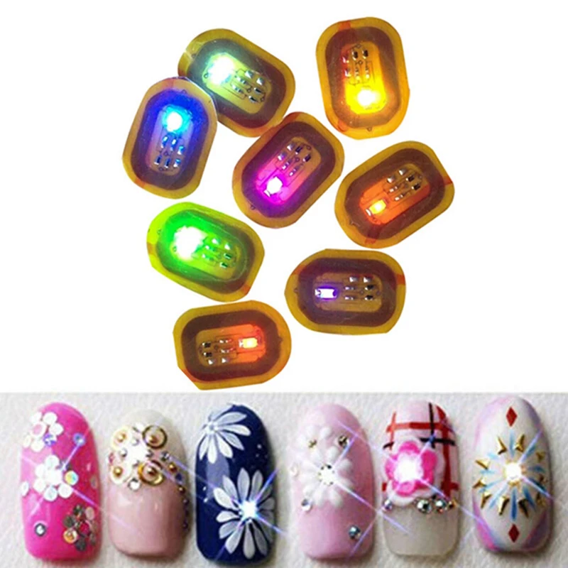1Pcs NFC Flash Nail Sticker LED Light Flash Party Decor LED Bare Chip Intelligent Luminous Nail Lamp Sticker Enhancement
