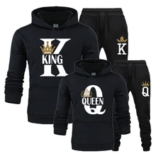 

2022 KING And QUEEN Men's Fitness Hoodie Casual 2-Piece Sports Long-Sleeved Set Autumn And Winter Sports Suit 4 Colors,S-4XL.