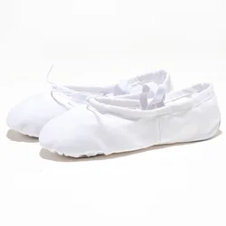 Girls Soft Sole Canvas Ballet Dance Slippers - 30(18.5cm) (White)