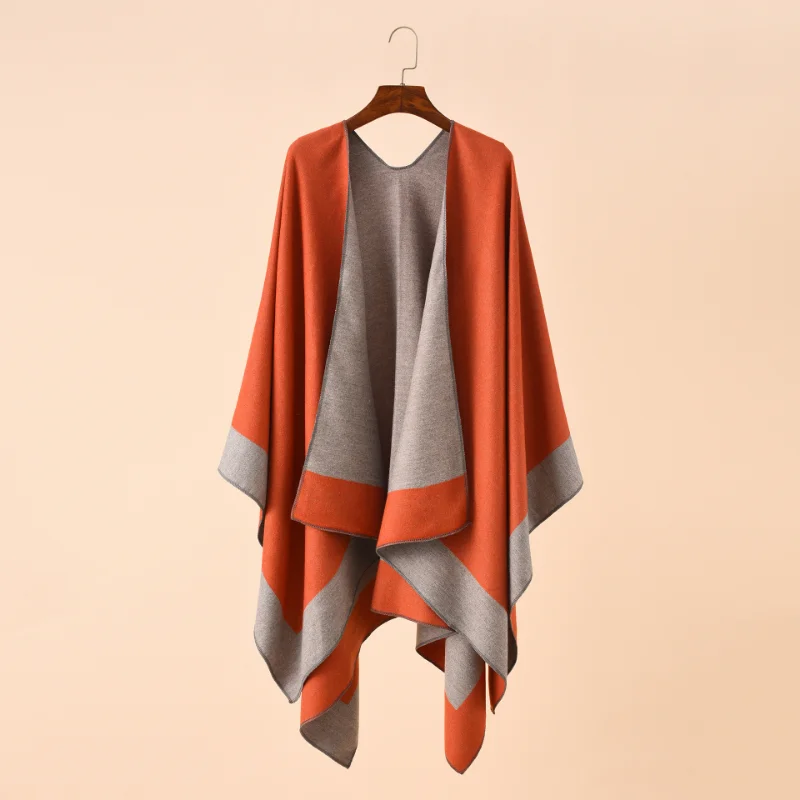2023 Spring  Autumn Solid Color European  American Travel Shopping New Women Warm Big Shawl Sunscreen Black Red Scarf New