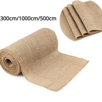 황마 린넨 빈티지 천연 테이블 러너, 삼베, 소박한 카키색, 파티 컨트리 웨딩 장식, 홈 파티 의자 장식, 30cm 너비