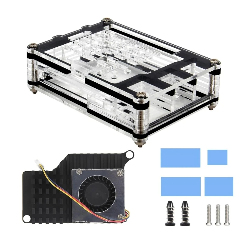 

Sleek Cover Case Active Cooling Fan For RPI 5 Single Board Computers C