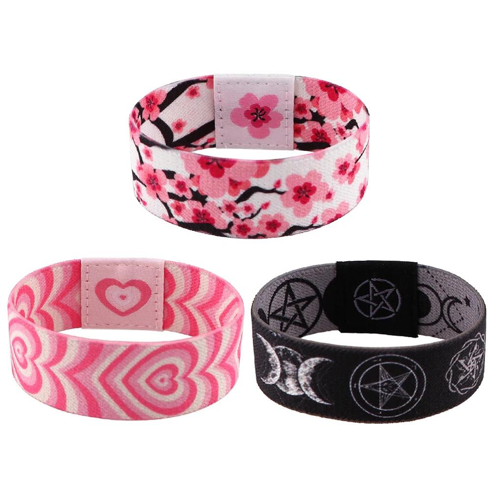 

Cherry Blossom Style Stretch Wristband Bracelet Men Women Children Moonlight Wide Band Bangles Armband Accessories