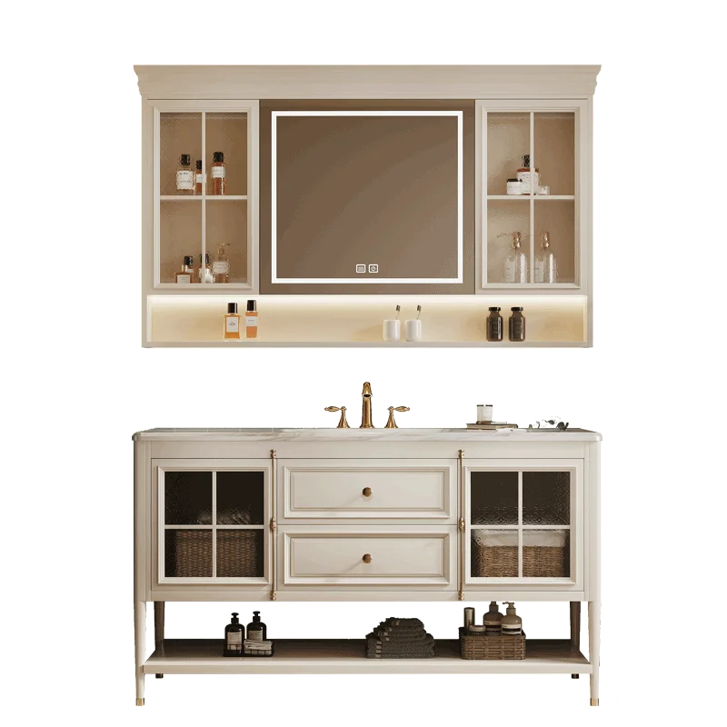 *Oak floor-to-ceiling American bathroom cabinet combination bathroom washstand French retro