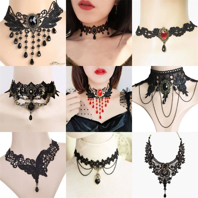 Black Lace Necklaces for Women 2022 Jewelry Party Collarbone Chain