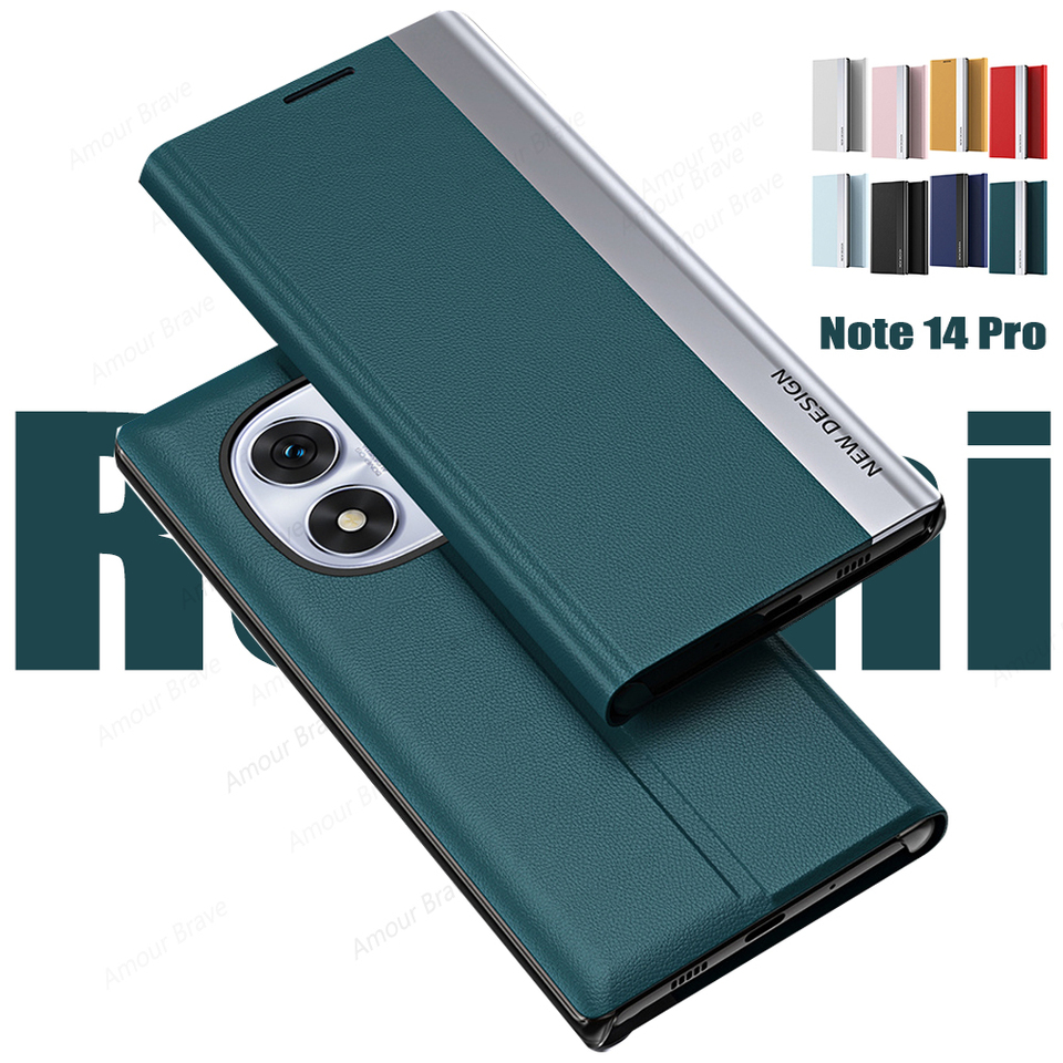 Flip Phone Case For Xiaomi Redmi Note 14 13 12 11 10 9 Pro Plus 4G 5G Shockproof Plating Leather Book Cover Phone Accessories