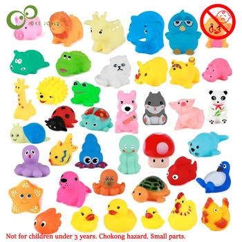 10Pcs/Set Cute Baby Bath Toys Wash Play Animals Soft Rubber Float Sqeeze Sound toys for baby GYH 1