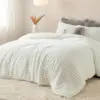 Bedsure Fluffy Comforter Set Queen - Super Soft Faux Fur Bed Set Cream White, Winter Warm Plush Fleece Bedding, 3 Pieces, 2