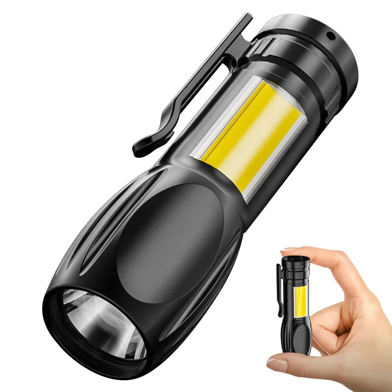 New Multi-Function USB Charging 10W High-Power Outdoor Portable Cob Side Light Bright Mini Flashlight With Built-in Battery