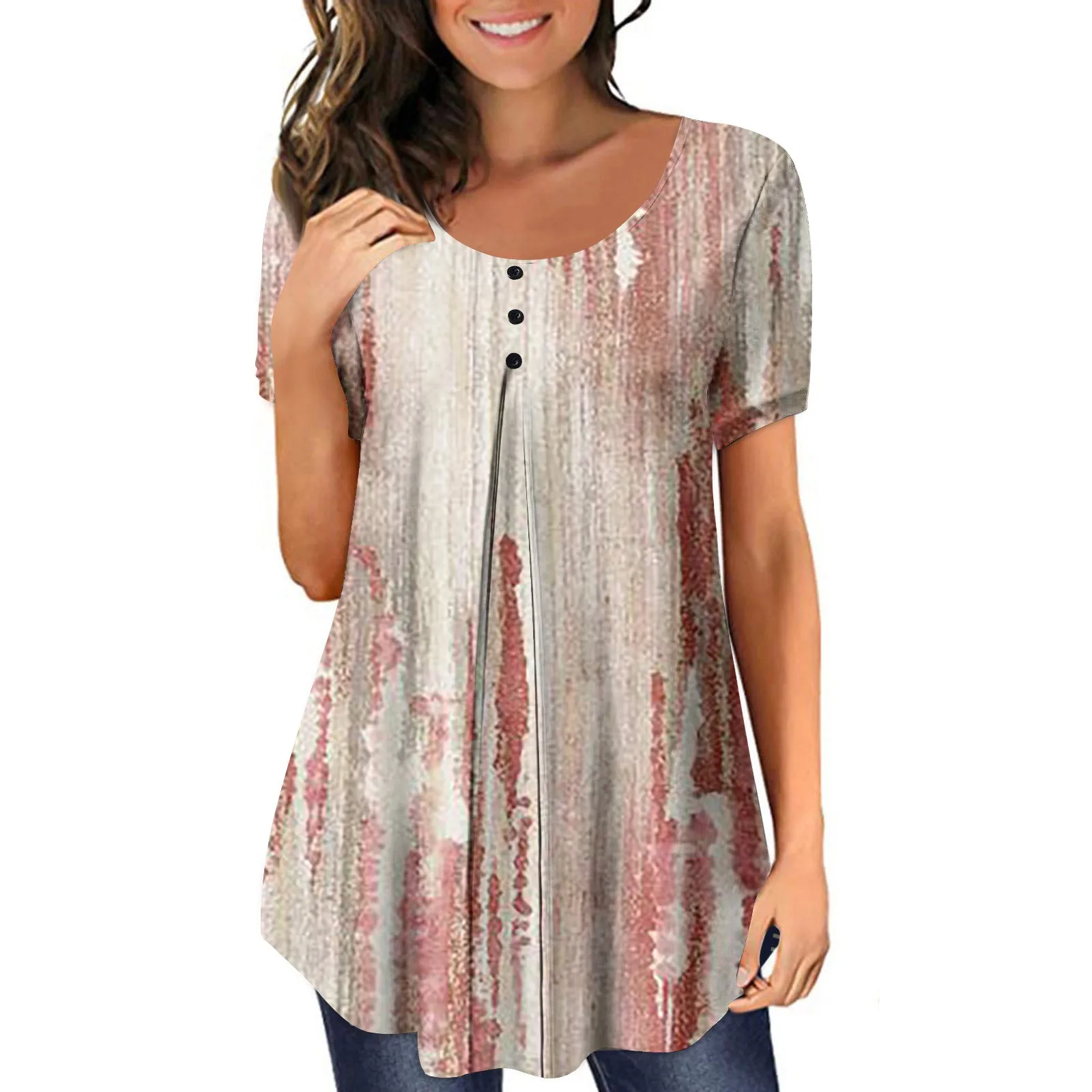 

Women'Sop Short Sleeve Cropops Casual-Shirt O-Neck Blouse Fashion Sweatshirt Women'S Print Shirtop Youthful Woman Clothes