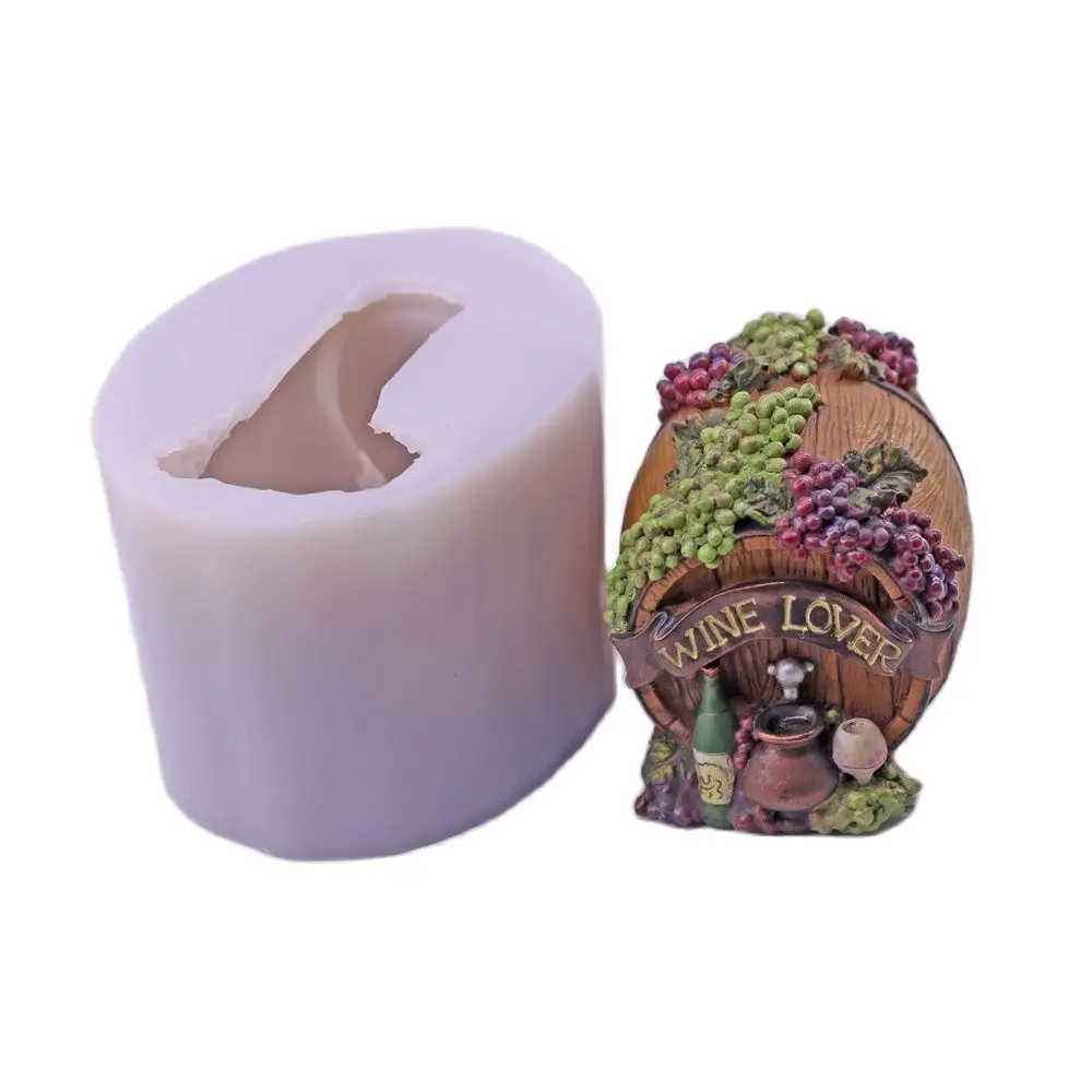 

3D Wine Barrel Silicone Soap Mold Candle Chocolate Home Cake Top Decoration Baked Mould wine lover Bar Friends Gift