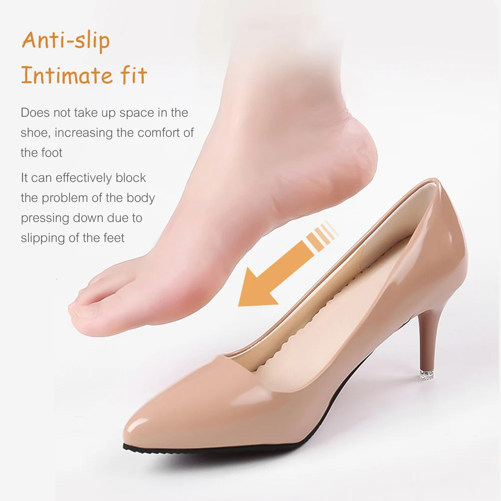 1 pair Anti-Slip Sweat-absorbent Massage Insoles Seven-point Pad Leather Half Pad Women Feet High Heel Insoles Orthotics Inserts