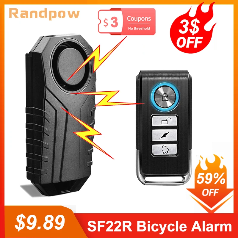 Randpow Motorcycle Bike Wireless Remote Control Alarm Anti-theft Waterproof Bicycle Security Alarm Lock