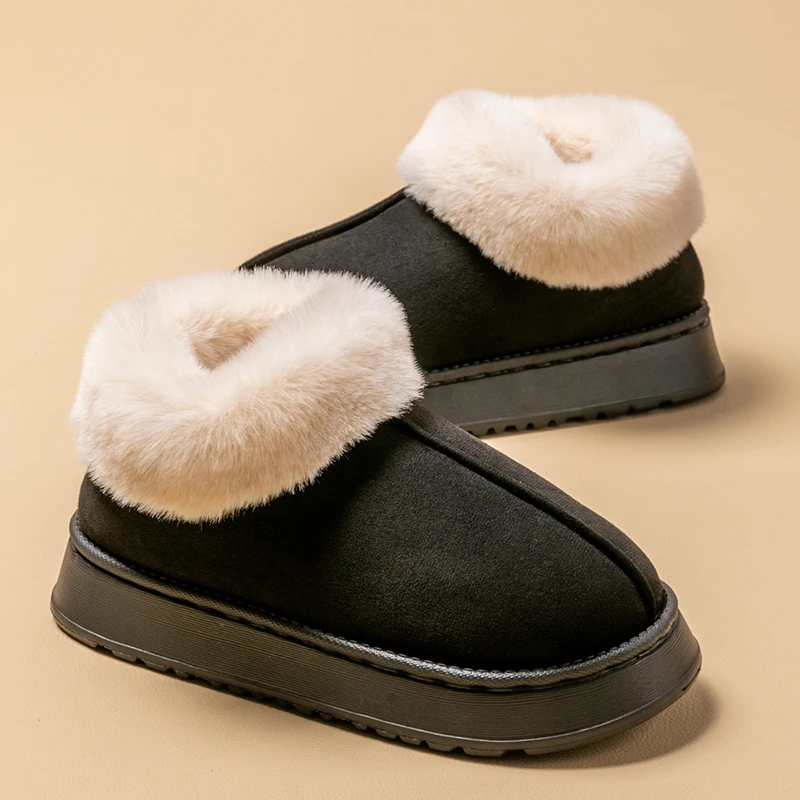 Men's High-Top Ultra-Soft Fleece Lined Winter Slip-On Slippers with Thick Memory Foam Sole